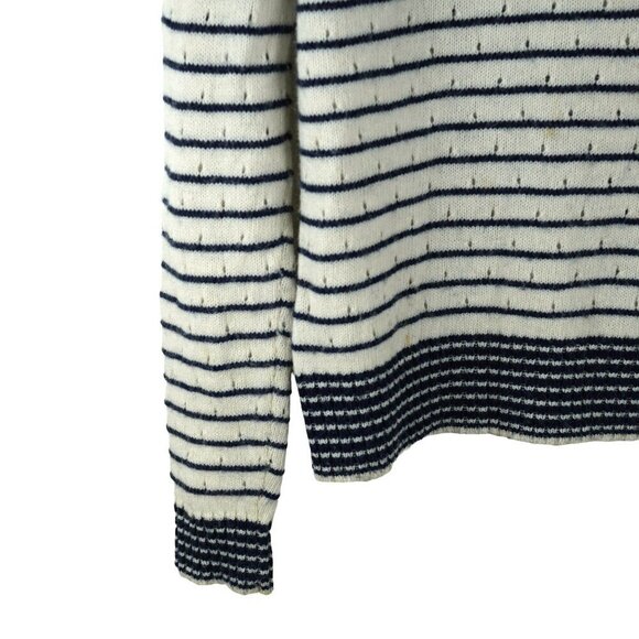 J.Crew Womens Striped Sweater  White & Navy Crew Neck Alpaca Wool Blend Size‎ S - Picture 3 of 7
